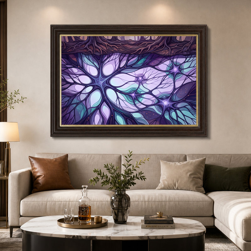 «Mauve et bleu sarcelle», art abstrait sur toile, 12"H x 18"W