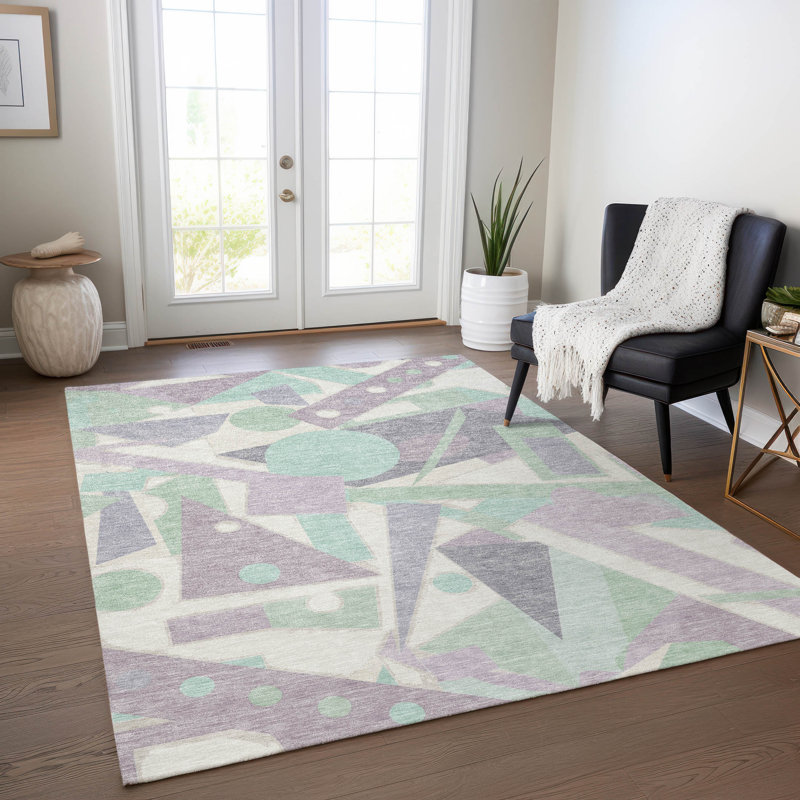Daeir Lilac Washable Indoor-Outdoor Rug - LOOMLAN, 9' x 12'