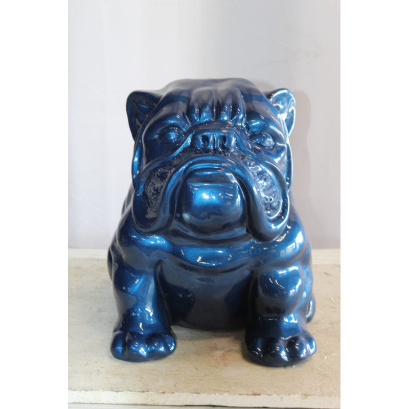 Collection Nifao Un charmant bouledogue en résine bleue, parfait pour les amoureux des chiens 19 po x 15 po x H 16 po