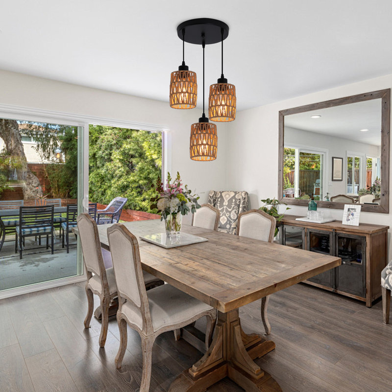Allenbac 3 - Light Rattan Cluster Cylinder Pendant