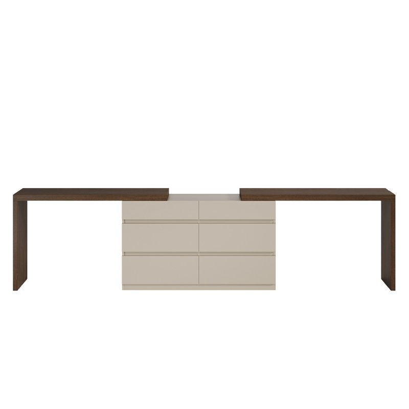 Vetalize Modern Home Office Expandable Dresser Desk Combo with Storage Drawers