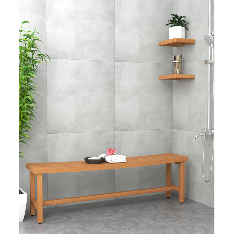 Sumba Teak Shower Bench, Teak Oil, 18" H x 48" W x 12" D