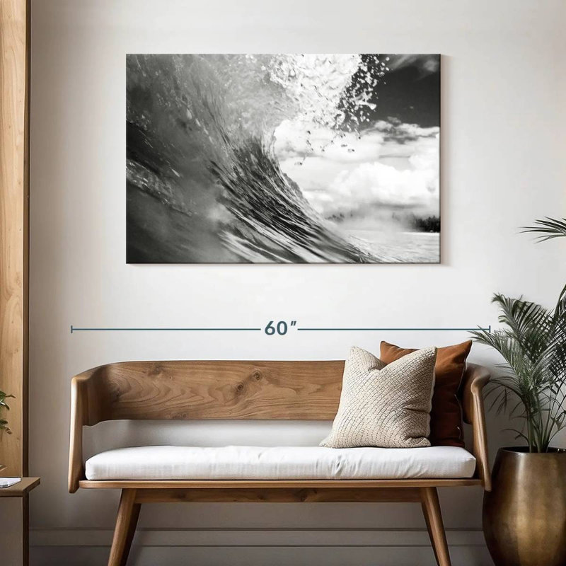 Gillard - Vague de mer monochrome, H 30 po x l 45 po