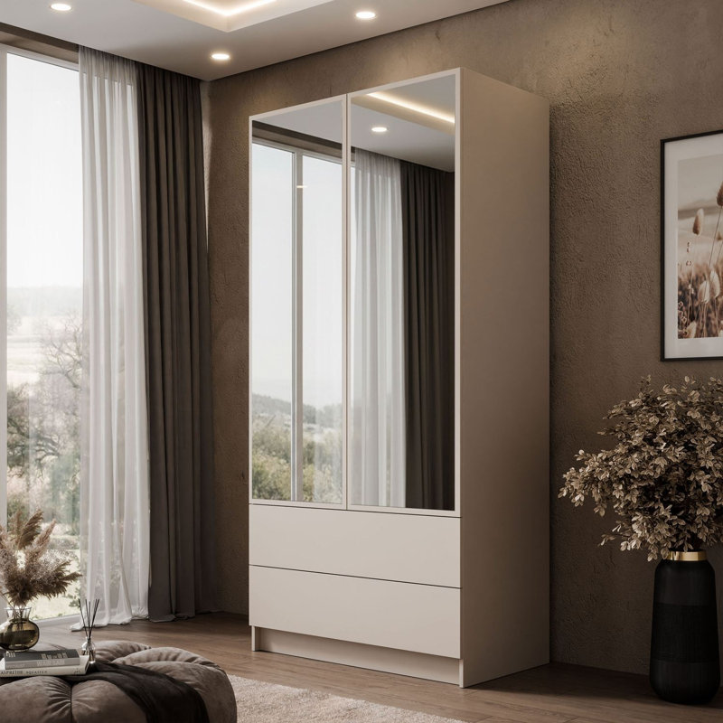 2 Door Wardrobe, handle-free opening system