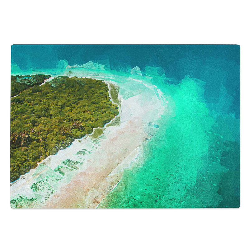 Glass Maldives Beach in Abstract Chopping Board, 28.5 cm W x 20 cm L