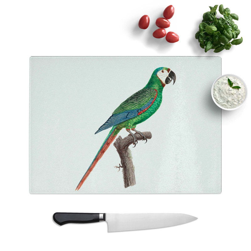 Tempered Glass a Macaw Parrot Chopping Board, 39 cm W x 28.5 cm L