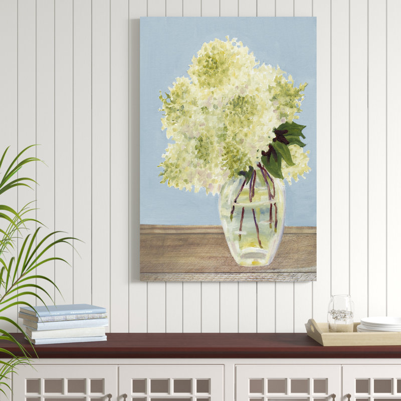 «Hydrangea Vase II», peinture sur toile, H 48 po x l 32 po