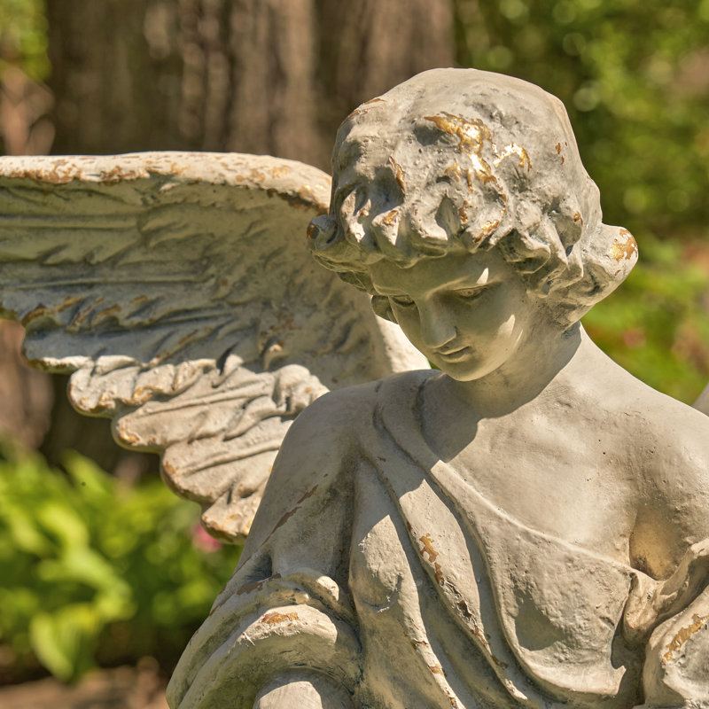 Statue de jardin ange en magnésium, Gris pierre