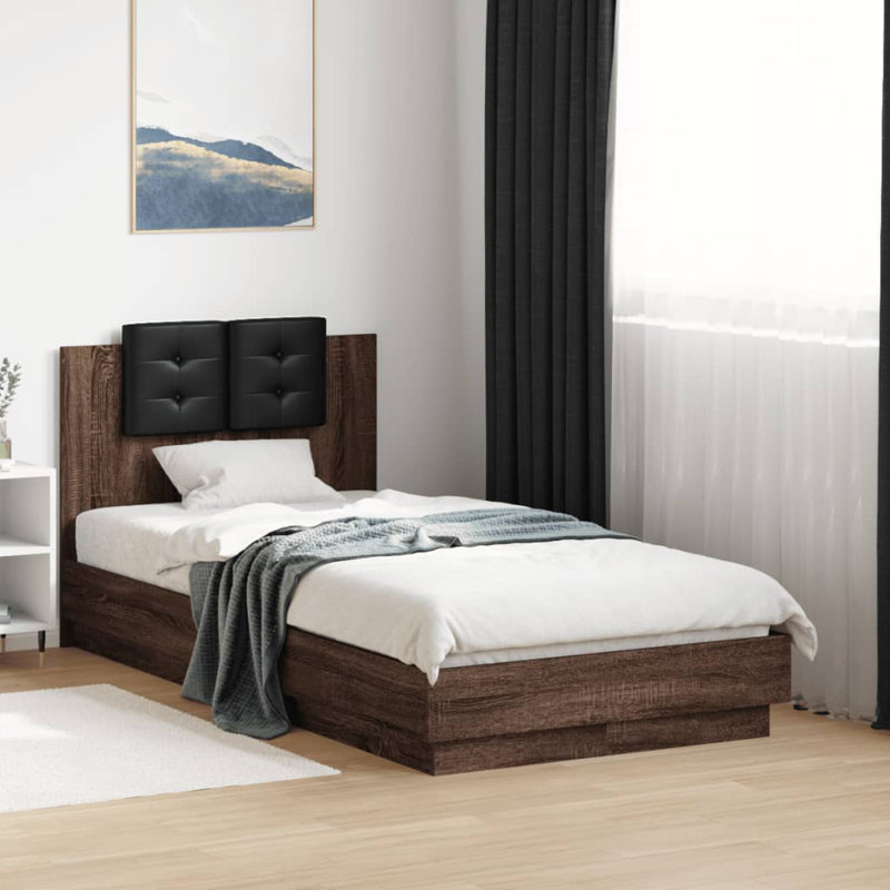 Middleport Bed, UK Single - 90 x 190 cm, Brown Oak