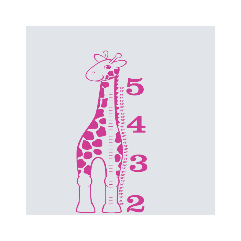 Décalcomanie murale « giraffe growth chart », Rose vif