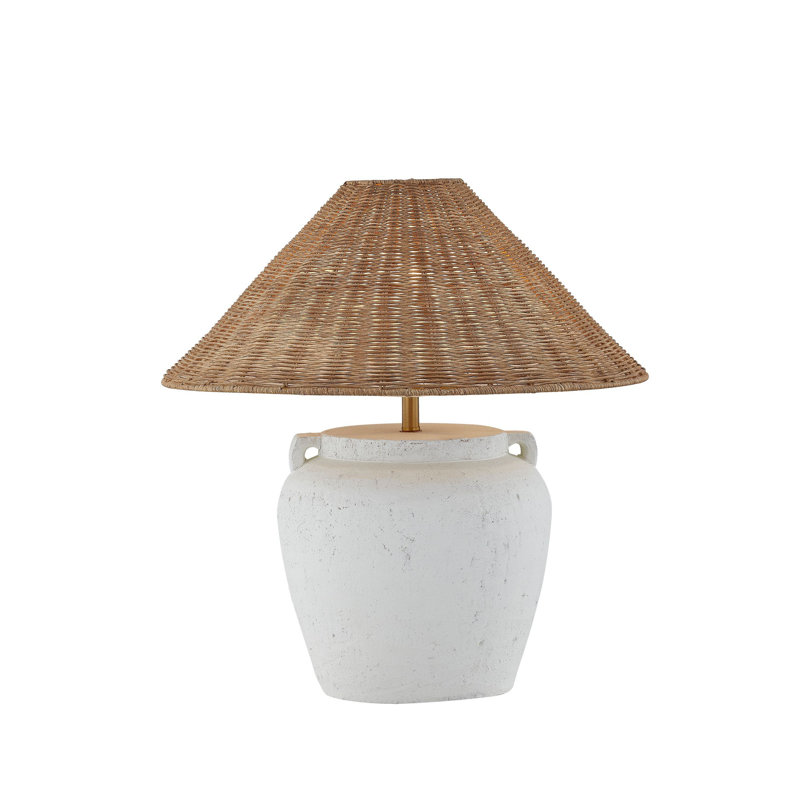 Marietta 22.5" Table Lamp with Rattan Shade, White
