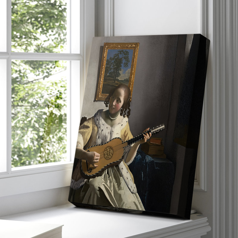 Le joueur de guitare - Toile tendue avec châssis par Jean Vermeer, 8 x 12