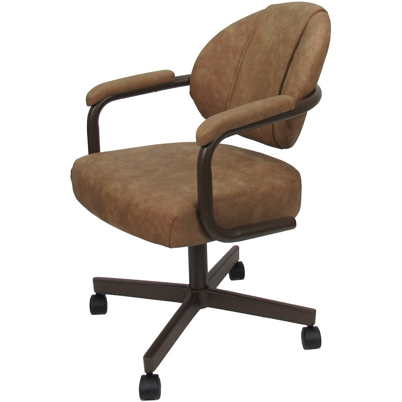 18'' H Upholstered Metal Armchair, Brown