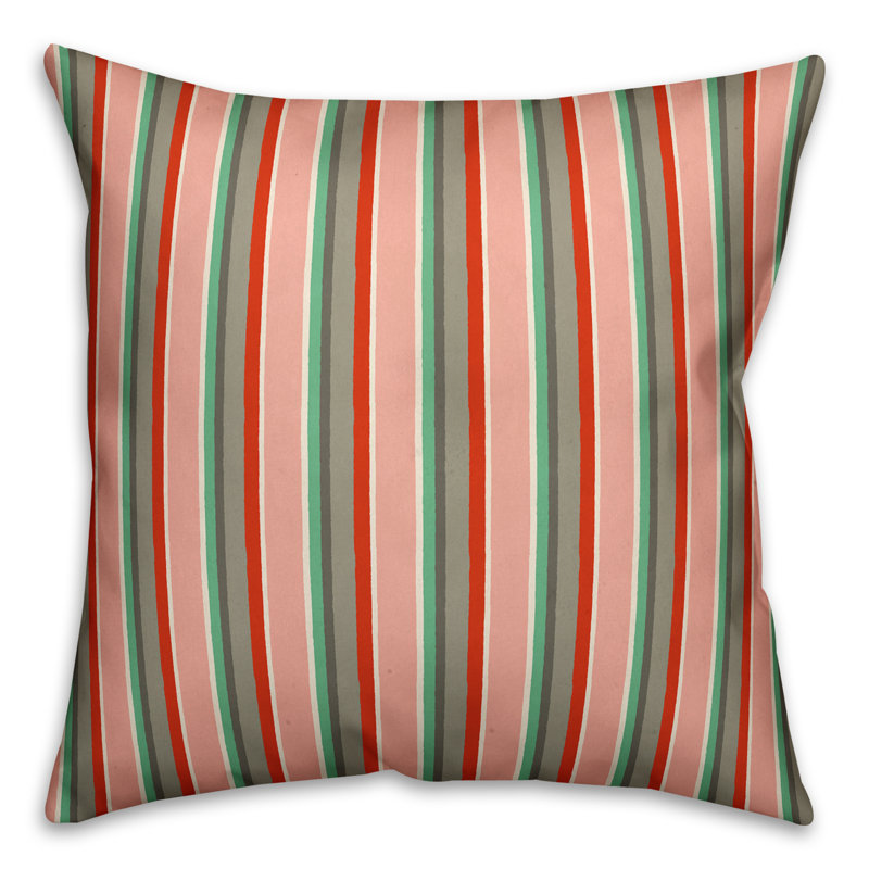 Coussin décoratif à rayures, 16 po x 1 po, Rose, Intérieur