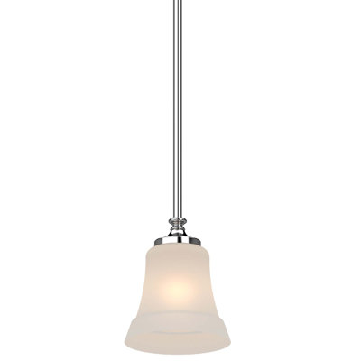 Mini-luminaire suspendu d'intérieur chromé 1 lumière Tes avec abat-jour en verre givré