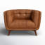 Fauteuil d'appoint en cuir pleine fleur Martyn Modern Chesterfield