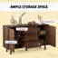 Console décorative avec tiroirs, tablettes réglables et pieds en acier