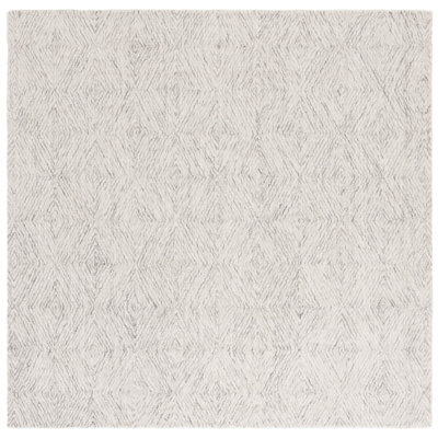 Suhayl Hand Tufted Wool/Cotton Geometric Rug in Ivory/Gray