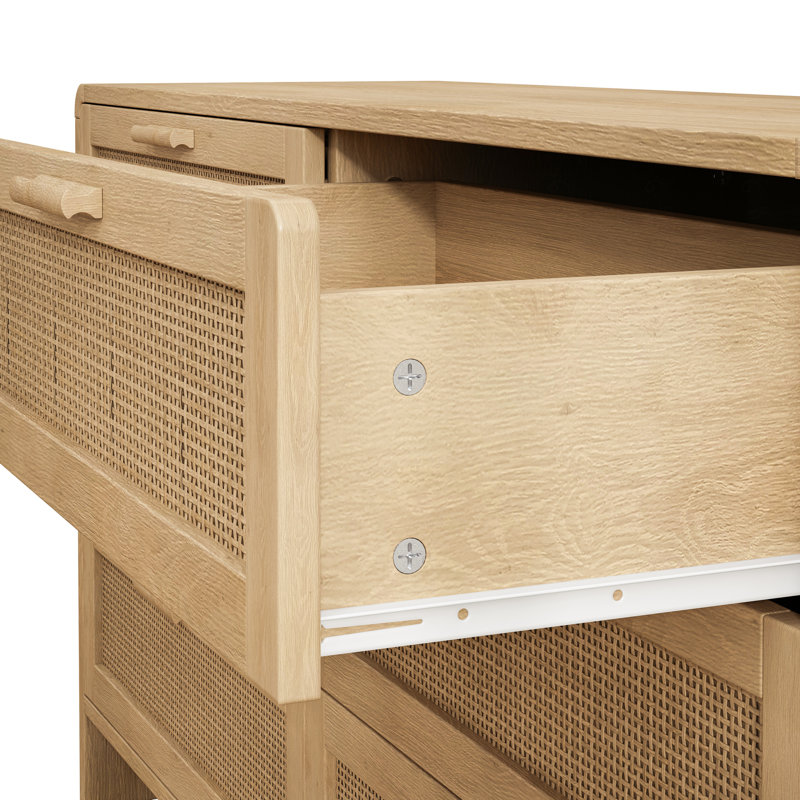 6-drawer Rattan Dresser With Arc Shaped Corner, Natural