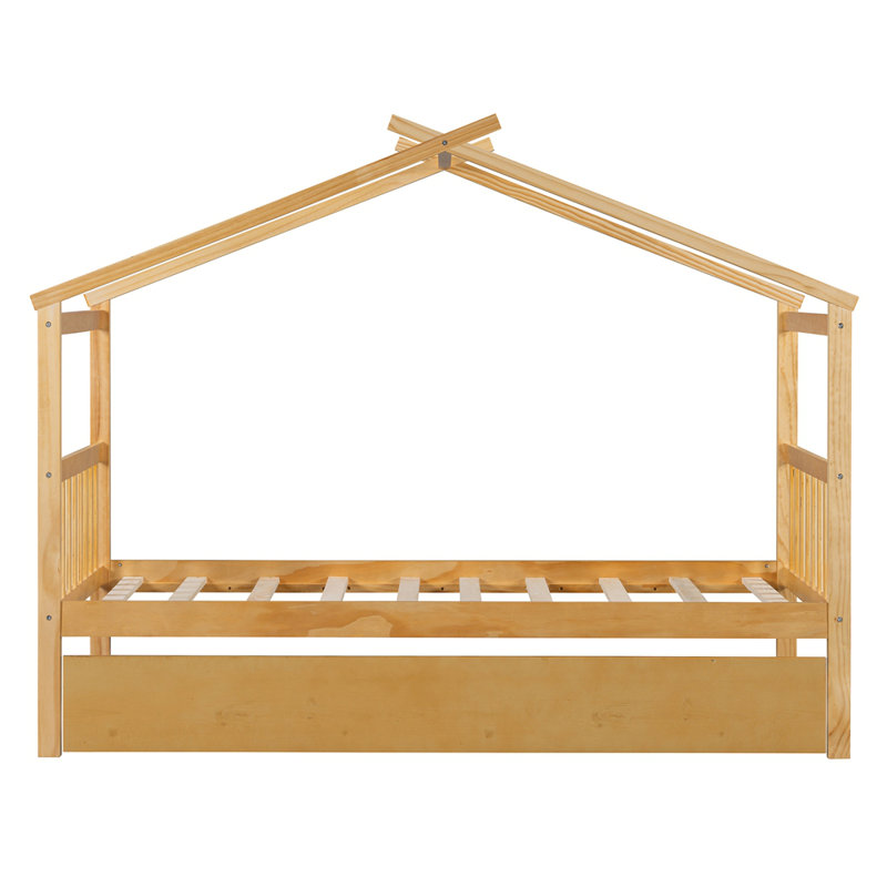 Lit gigogne en bois, Naturel, Simple
