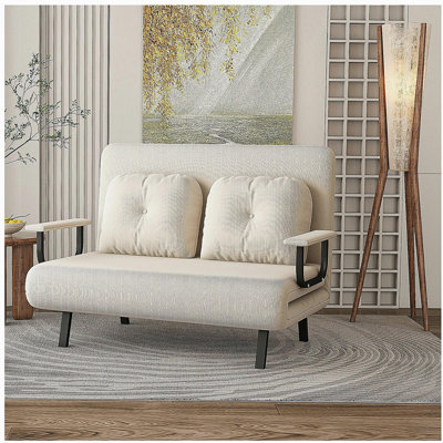 Fauteuil convertible 5-en-1 de 46 po pour canapé-lit pliant de 46 po - Dossier réglable à 5 positions avec coussin, canapé-lit compact pour salon, chambre à coucher et bureau (l 71,6 po x P 46 po) (blanc)