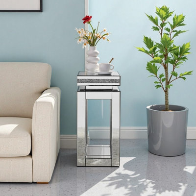 Table d'appoint à miroir à 2 niveaux Glam