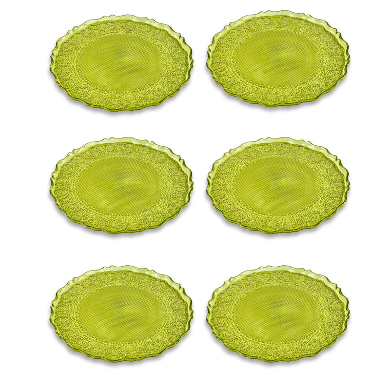 Ensemble de 6 assiettes rondes en verre 6 pièces, Jaune