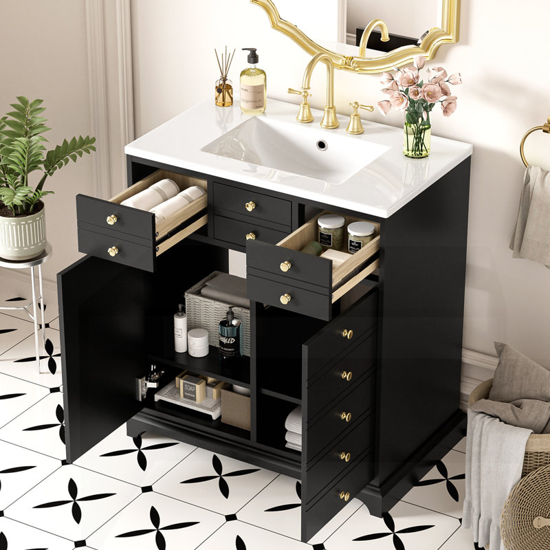 30" Bathroom Vanity with Ceramic Sink Combo