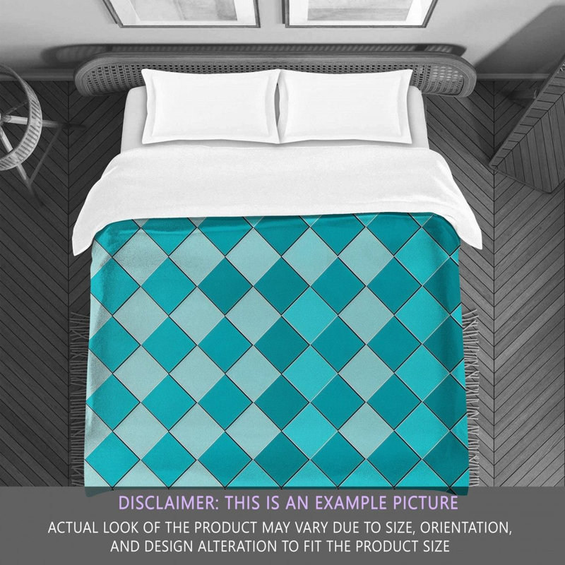 Polyester Comforter, Twin Comforter, Blue/Turquoise Argyle