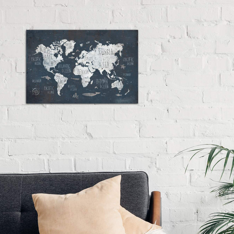 World Map by Mike Koubou - Wrapped Canvas Print, 66.04 cm H x 45.72 cm W x 3.175 cm D