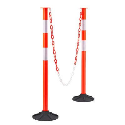 Traffic Delineator Posts 34 in Safety Cones Weighted Base & Chains
