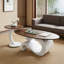 Ensemble de 2 tables basses gigognes de style moderne avec base en métal pour le salon de la chambre à coucher-1856934428