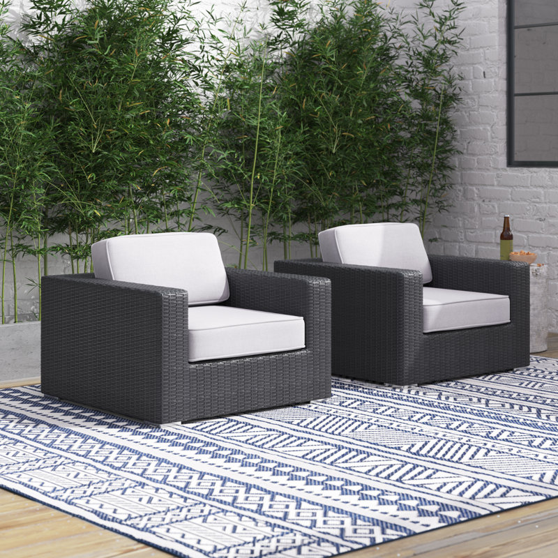 Ayers Fully Assembled Patio Chair with Cushions, Black