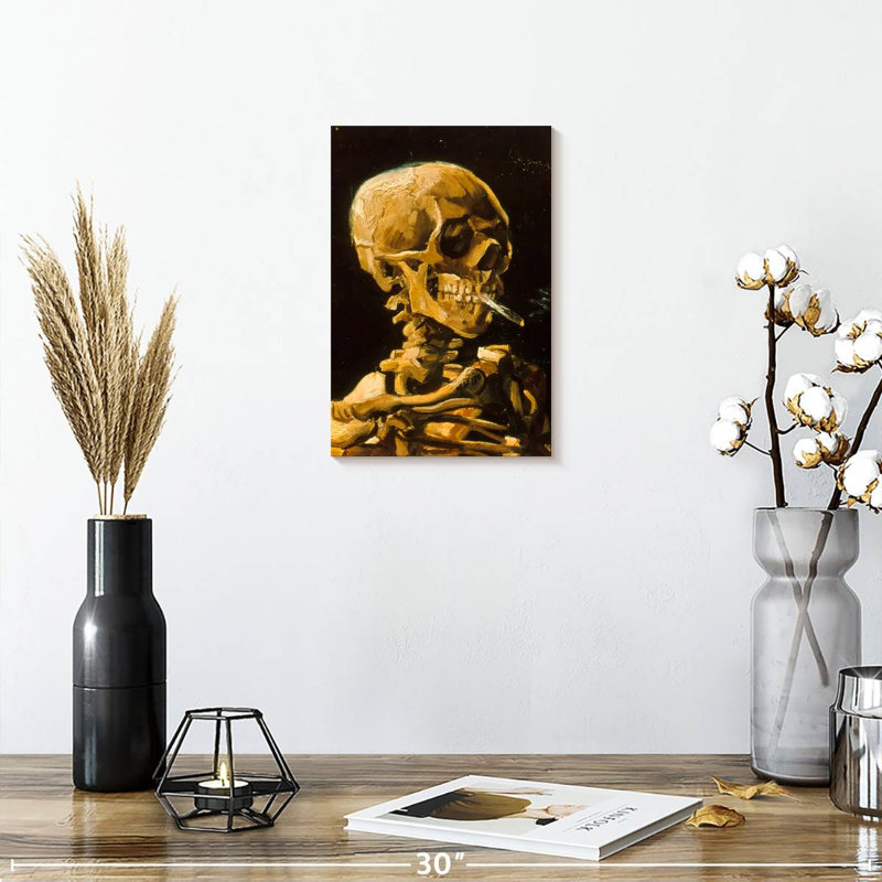 Kelan Skull With Cigarette 1885, 12" H x 8" W