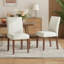 Chaise de salle à manger rembourrée en tissu Oakridge avec pieds en bois d'hévéa massif et coussin en mousse haute densité Oakridge-422646043