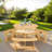6-Person Circular Outdoor Wooden Picnic Table For Patio, Backyard, Garden, DIY W/ 3 Built-In Benches, 1720Lb Capacity -734989460