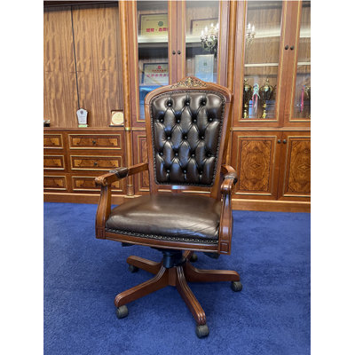 Fauteuil de direction en cuir couronné Ageet