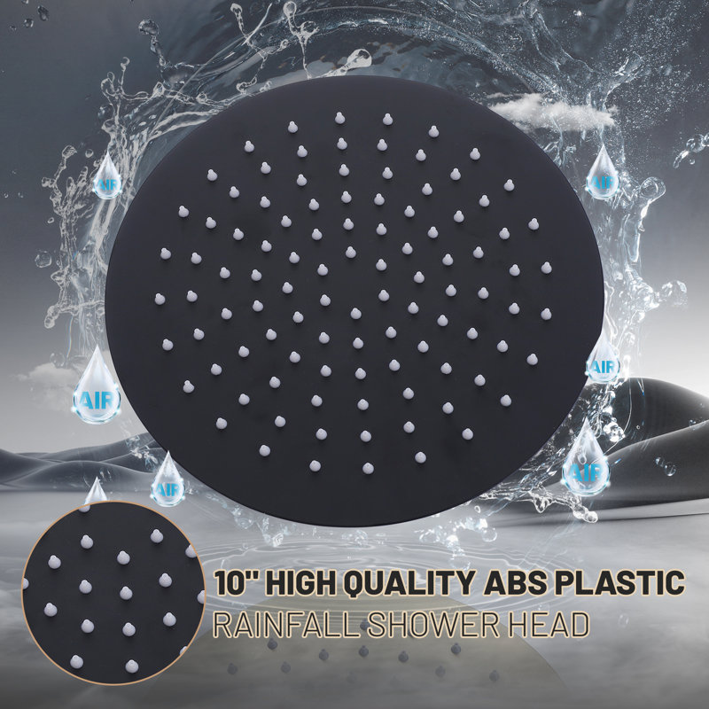 Matte Black Wall-Mounted Rainfall Shower System with Handheld Sprayer