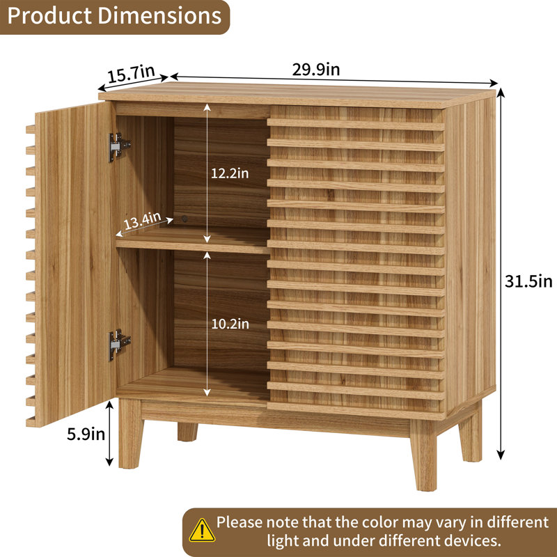 Wooden Wtrips 29.9"W Accent Cabinet, Natural