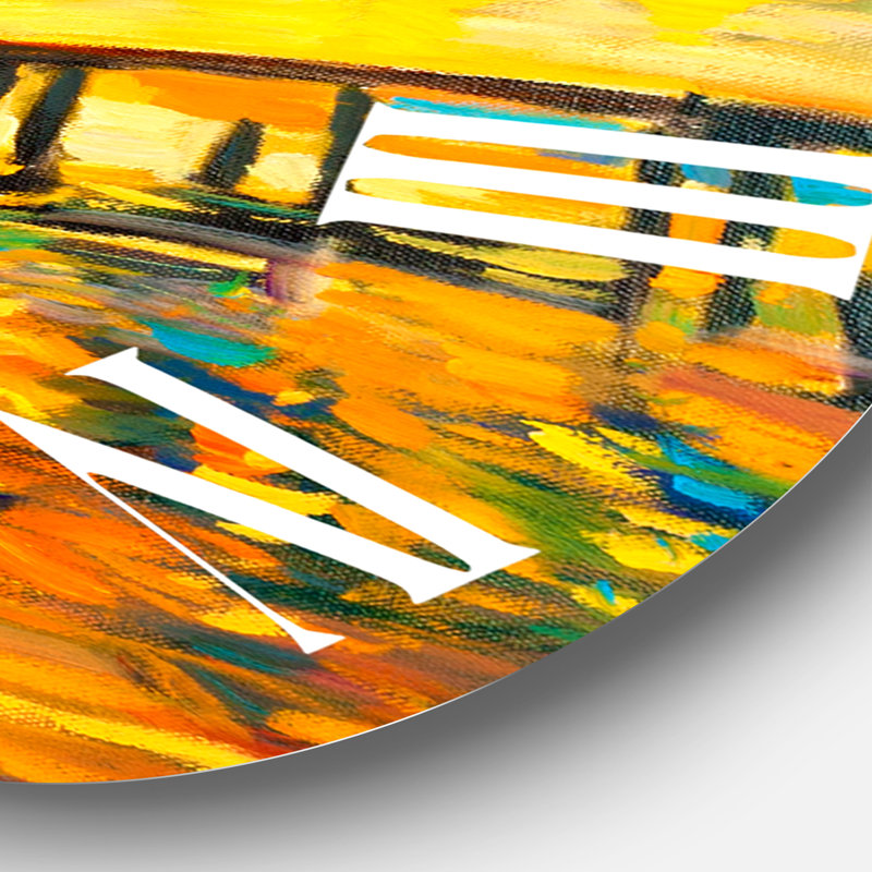 Bateau pendant la soirée, lueur au lac VI - horloge murale nautique et côtière, Grand