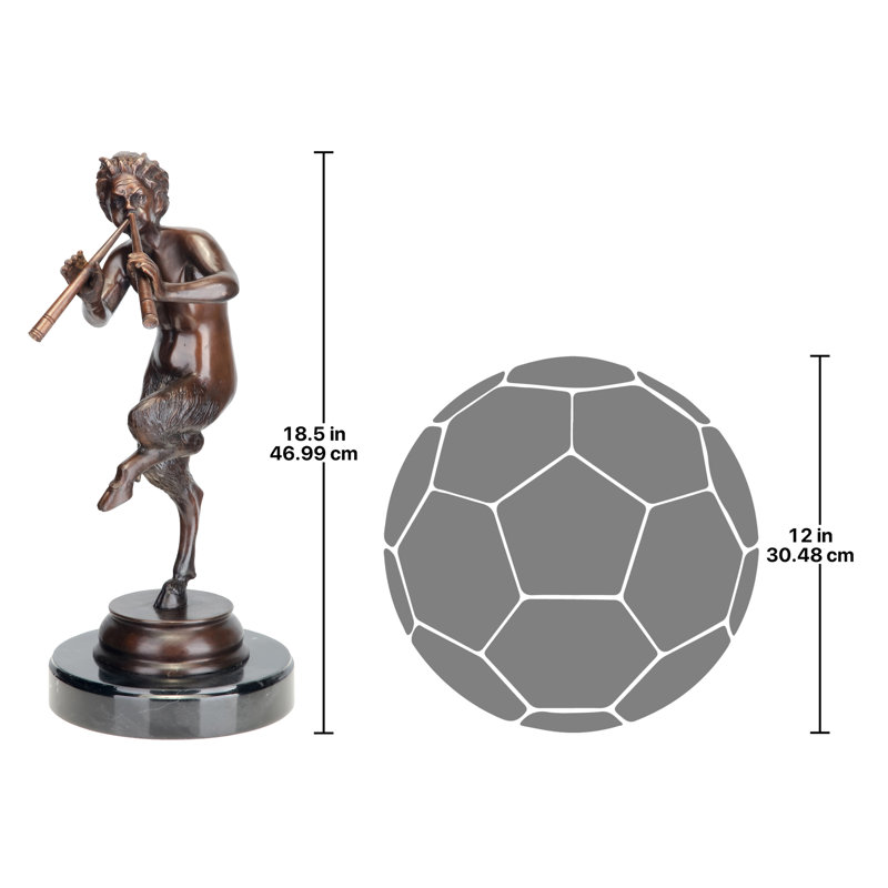 Medium Bronze Greek God Pan Statue with Marble Base