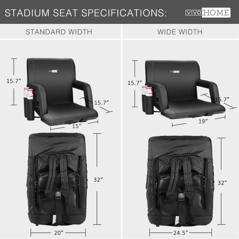 Siège inclinable pour stade, Noir