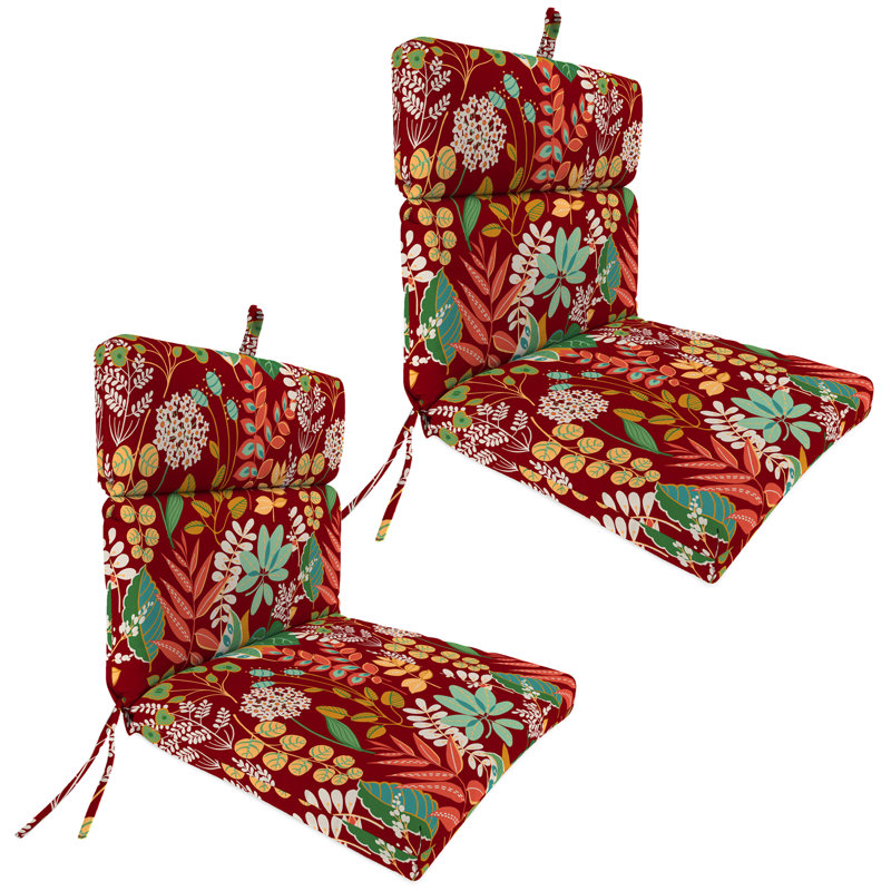 22" x 44" Outdoor Chair Cushion with Ties and Loop (Set of 2)