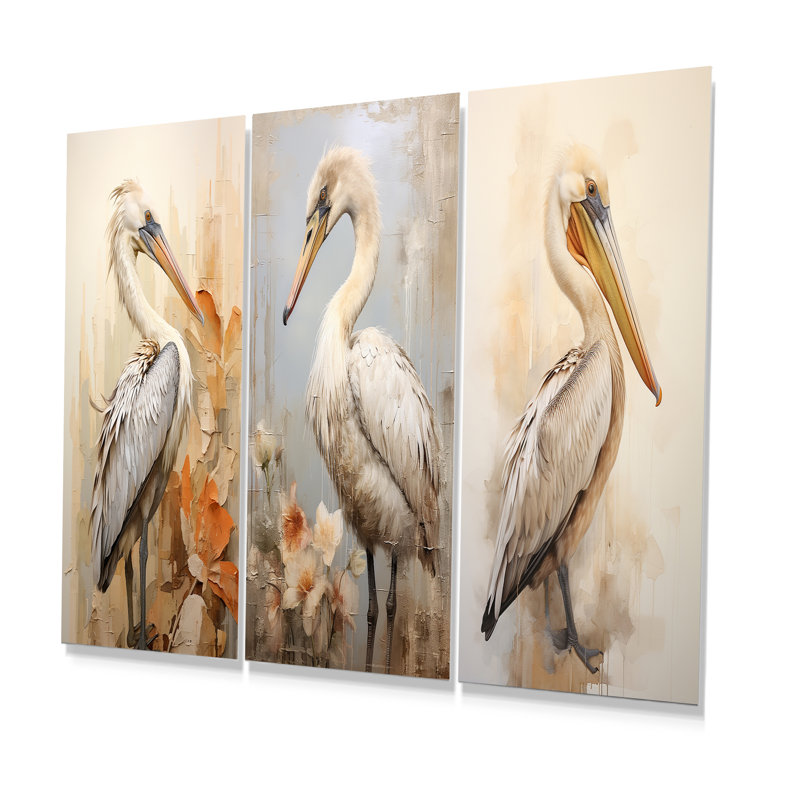 Ensemble de 3 décorations murales Pelicans Tranquil Perch - Pelican, H 32 po x l 48 po