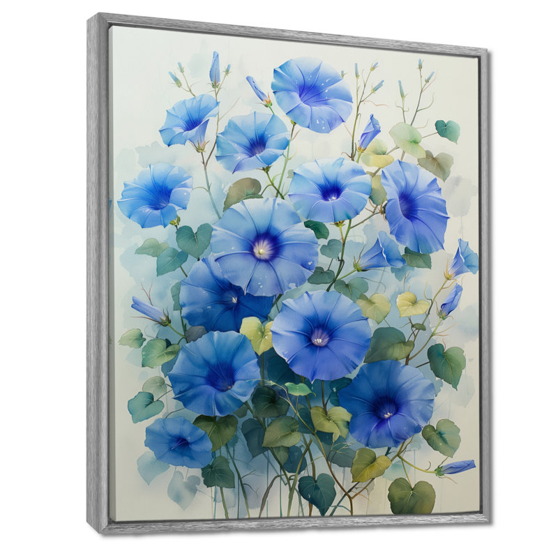 Jardin des rêves bleus fleurs du matin - gloire du matin - décoration murale, Toile tendue, H 16 po x l 32 po