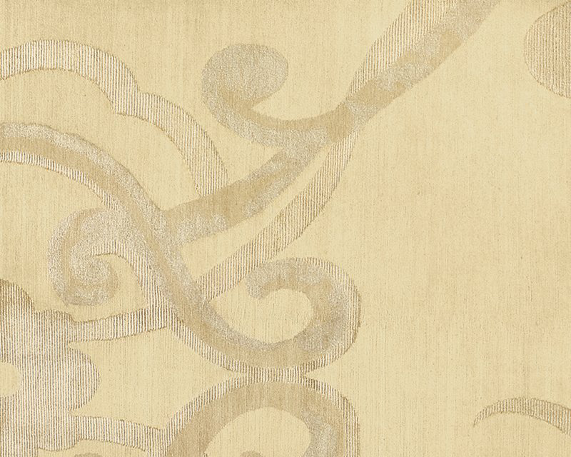 Assumed Damask Area Rug in Beige/White, Rectangle 10' x 14'