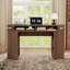 Bureau d'ordinateur de 55 po de style Mid-Century moderne avec prises intégrées et portes tambour et tablettes de rangement-129224005