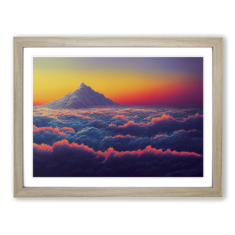 Spirited Mountain Sunset - Framed Print, Oak Framed, 34cm H x 46cm W x 2cm D