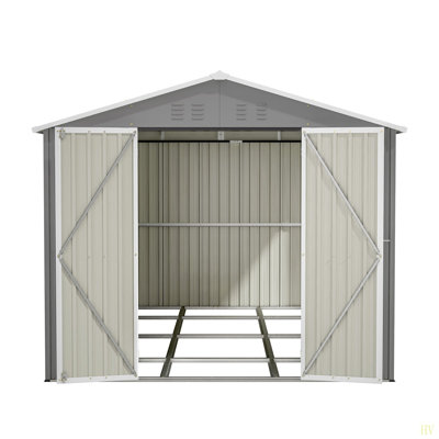 8 X 12 FT Outdoor Storage Shed, Large Metal Tool Storage With Aluminium Frame And Lockable Doors, Storage For Backyard Garden Patio Lawn