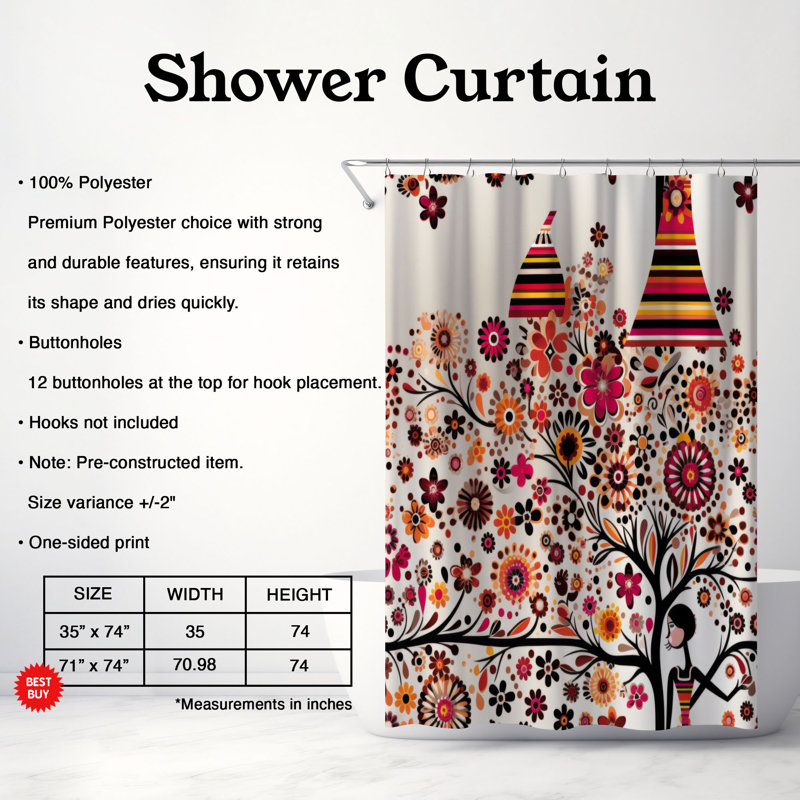 Rideau de douche abstrait Cameka, H 74 po x l 71 po